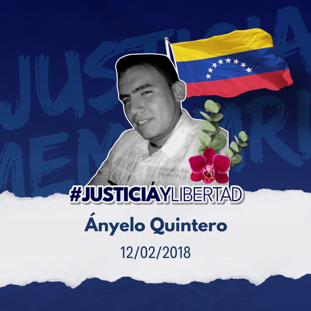 JEPvzla's tweet photo. #12Dic | Después de meses de agonía, Ányelo Quintero murió el 12 de febrero de 2018. Había sido herido en una manifestación meses antes en el estado Mérida. Recordamos la lucha de este joven y mantenemos vivo su recuerdo. #JusticiaYLibertad https://t.co/LcquPyUc84