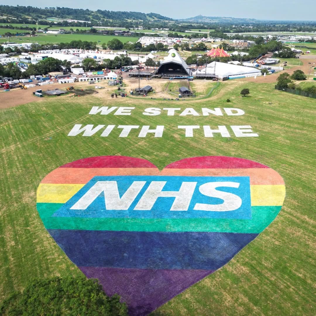 Today is Universal Health Coverage Day. Health is a right and should not be a privilege. Here is a throwback image to the piece of land art created at Glastonbury in 2023, in support of all the NHS has done and how we must stand up for it. <a href="/glastonbury/">Glastonbury Festival</a> <a href="/ByDonkeys/">Led By Donkeys</a>