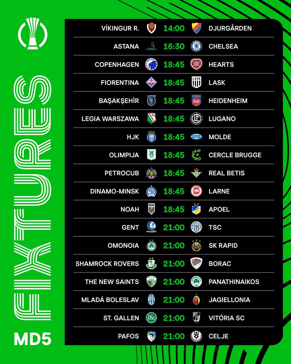 Davids_era_2003's tweet photo. Your MD5 menu for today.🤤💚⚽️🇪🇺
#UECL | #VIKDJU | #ASTCHE | #CPHHEA | #FIOLASK | #ISTHEI | #LEGLUG | #HJKMOL | #OLJCER | #PETBET | #DMILAR | #NOAAPO | #GNTTSC | #OMORAP | #SMRBOR | #TSNPAN | #MLAJAG | #SGAVIT | #PAFCLJ https://t.co/pjKOPx35uM