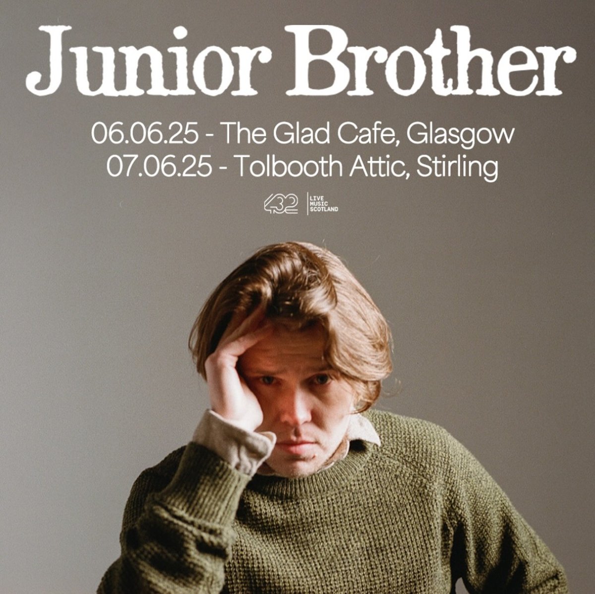 Tickets Scotland (@ticketsscotland) on Twitter photo Just Announced !
<a href="/JuniorBrotherIE/">Junior Brother</a> live in June 2025
6th The Glad Cafe, Glasgow t-s.co/jun04
7th Tolbooth Attic, Stirling t-s.co/jun05
<a href="/432presents/">432presents</a> Event Just Announced !
<a href="/JuniorBrotherIE/">Junior Brother</a> live in June 2025
6th The Glad Cafe, Glasgow t-s.co/jun04
7th Tolbooth Attic, Stirling t-s.co/jun05
<a href="/432presents/">432presents</a> Event