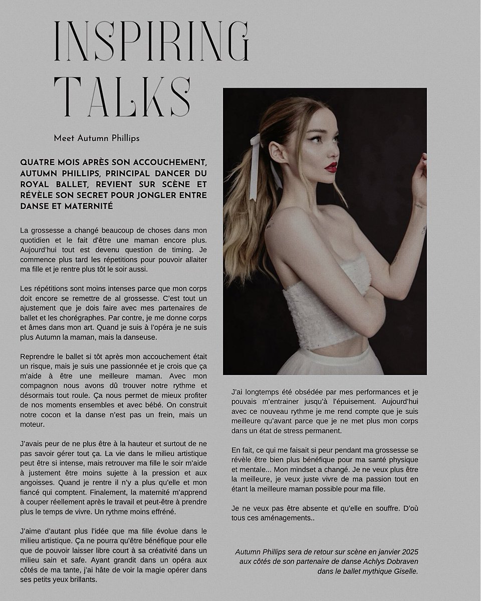 ᅠ 
ᅠ 
             ᭣ 𝐃𝐀𝐍𝐒𝐄𝐑ぃ ˑ
             𝑁𝑢𝑚 𝑠𝑝𝑒́𝑐𝑖𝑎𝑙 : ballet et maternité.
 
                                     ﹀