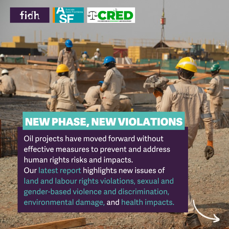 fidh_en's tweet photo. New report on oil in Uganda
The accelerating construction of the EACOP, Tilenga and Kingfisher projects has ushered in new #humanrights violations while it aggravated existing ones, a new report reveals.
@asf_eastafrica @creduganda2 @bhr_fidh
#EnvironmentalJustice #Accountability