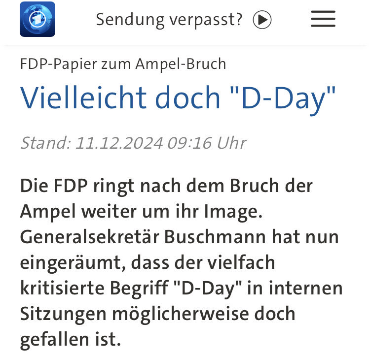 Marco Buschmann hat zugegeben, dass der D-Day-Begriff intern genutzt wurde. Die FDP ist nicht nur neoliberal-ideologisch, sondern auch schlichtweg unseriös. statt sich um ernsthafte soziale und ökologische Belange zu sorgen, verrät sie die eigene Regierung mit Kriegsrhetorik!