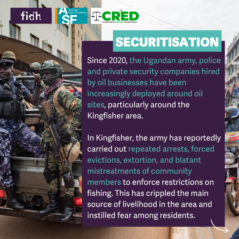fidh_en's tweet photo. New report on oil in Uganda
The accelerating construction of the EACOP, Tilenga and Kingfisher projects has ushered in new #humanrights violations while it aggravated existing ones, a new report reveals.
@asf_eastafrica @creduganda2 @bhr_fidh
#EnvironmentalJustice #Accountability