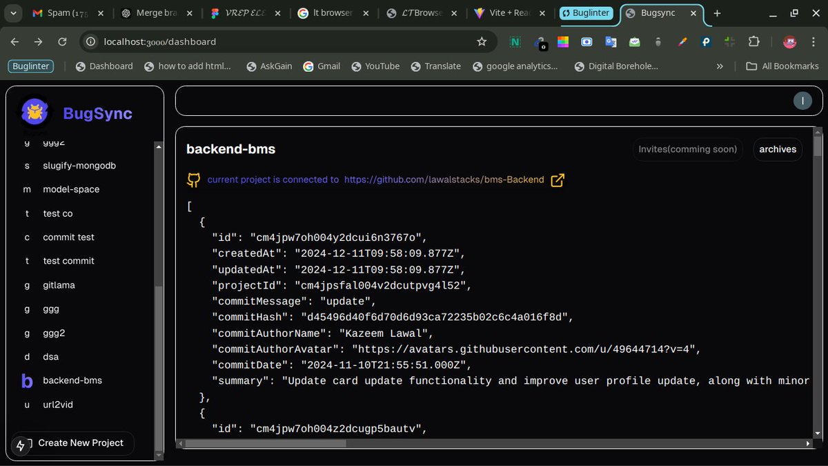 lawalstacks's tweet image. Dark mode activated 🌑 and it&apos;s looking sleek! Even better, we can now fetch GitHub user details &amp;amp; commits directly from a repo link. The future of code analysis is taking shape! 🚀 #BuildInPublic #BugSync #IndieDevs&quot;