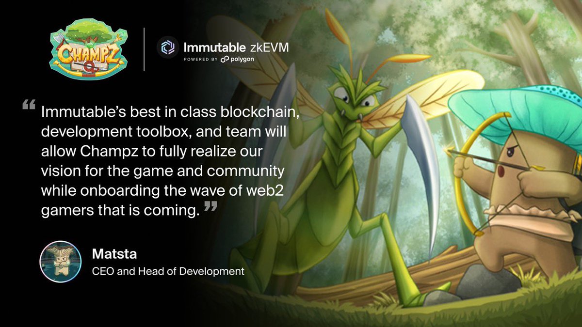 Added $Champz to my longterm #P2E #gaming portfolio today

These are just some reasons I believe it’s a hidden gem with massive potential 

💎Just announced partnerships with <a href="/Immutable/">Immutable</a> &amp; <a href="/altura/">Altura</a> 
💎The game has now been live for over 500 days
💎Over $1M in revenue has been