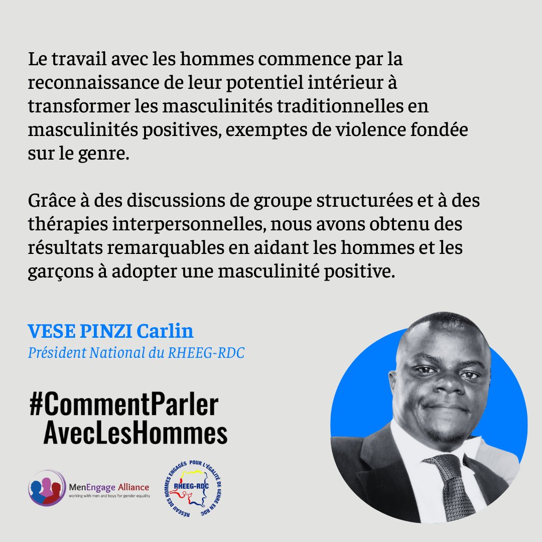 MenEngage Alliance (@menengage) on Twitter photo ✨ « Travailler avec les hommes commence par la reconnaissance de leur potentiel intérieur pour transformer les masculinités traditionnelles en masculinités positives» -
VESE PINZI Carlin, Président du Rheeg Rdc Masculinité Positive
<a href="/SonkeTogether/">Sonke Gender Justice</a> <a href="/MenEngageAfrica/">MenEngage Africa</a> ✨ « Travailler avec les hommes commence par la reconnaissance de leur potentiel intérieur pour transformer les masculinités traditionnelles en masculinités positives» -
VESE PINZI Carlin, Président du Rheeg Rdc Masculinité Positive
<a href="/SonkeTogether/">Sonke Gender Justice</a> <a href="/MenEngageAfrica/">MenEngage Africa</a>