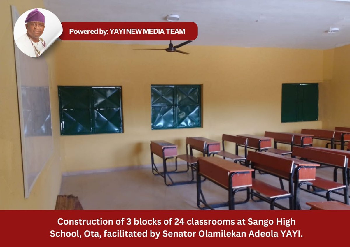 PrinceAkinlawon's tweet photo. Again, Sango Ota High School in Ado-odo Ota LG gets 3 blocks of 24 classrooms, built and well furnished. Facilitated by Senator Yayi
It's Yayi o'clock
@AdeOlaHimself @AdeolaYAYI @ekinneolalekan @alukoboy_ #Renewedhope #OgunWest https://t.co/GpAZtVsVGC