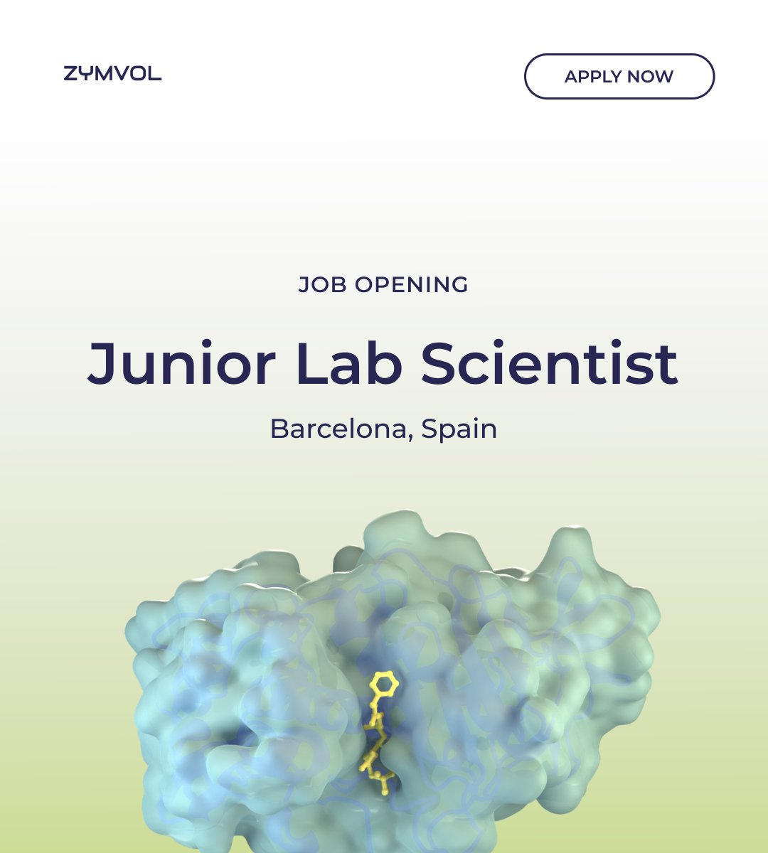 #HIRING
We're looking for a Junior #LabScientist to help us in the biocatalytical experimental execution of internal developments.

More details about the offer at Zymvol Careers: zymvol.com/careers/