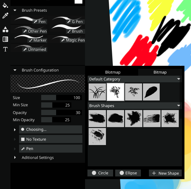 i made a mockup about brush presets panel and a brush shape selector despite they are still not implemented yet but of course they are planned
#figma #uidesign #uxdesign #ui #ux