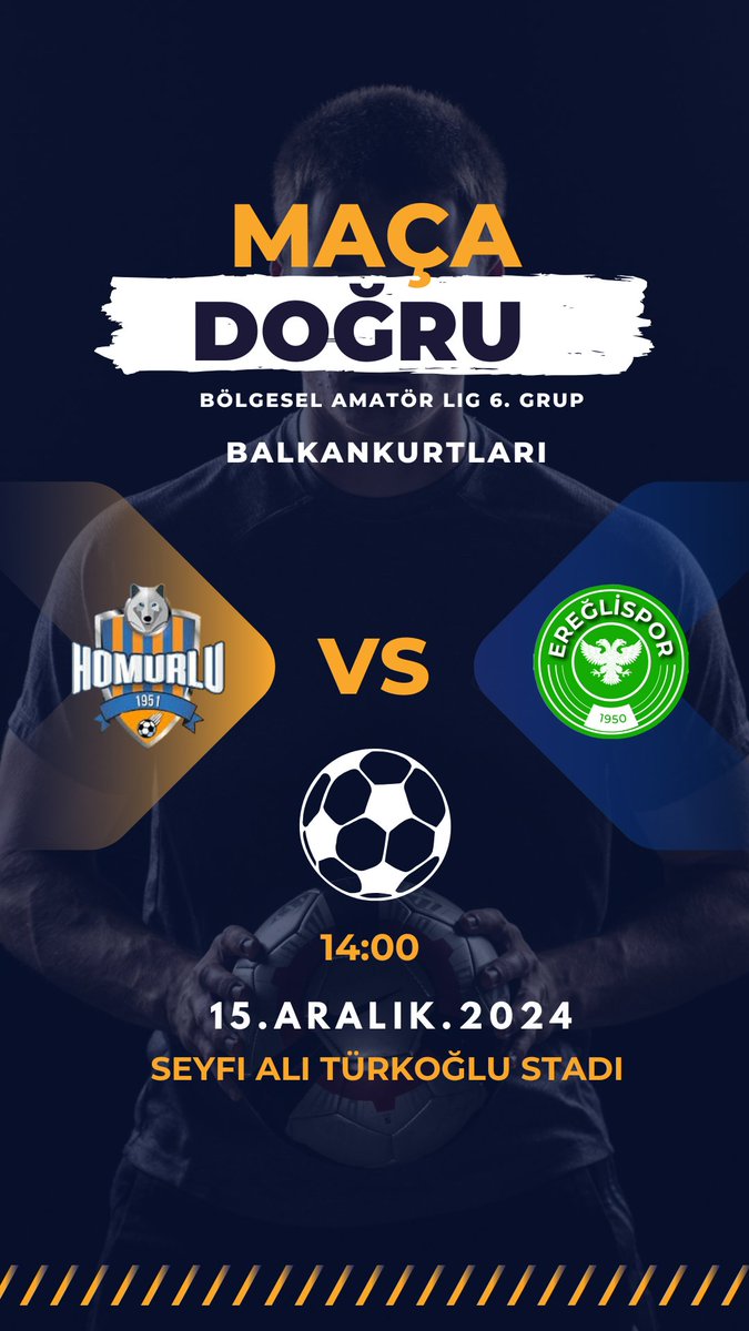 MAÇA DOĞRU 😉

🏆 BAL 6.Grup 11. Hafta
🆚 Ereğli Spor
🗓 15.12.2024 Pazar
🕤 14:00
📍 Seyfi Ali TÜRKOĞLU  Stadı 

#HEPDESTEKTAMDESTEK💪
#BALKANKURTLARI🐺