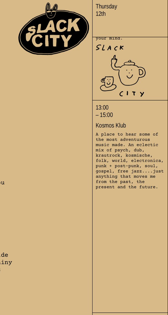 ajaysaggar (@ajaysaggar) on Twitter photo 13.00 GMT / Thursday 12 December
my KOSMOS KLUB radio show on the wonderful <a href="/slackcityradio/">Slack City</a>
This set is killer! Filled with rare and beautiful psych cuts! 13.00 GMT / Thursday 12 December
my KOSMOS KLUB radio show on the wonderful <a href="/slackcityradio/">Slack City</a>
This set is killer! Filled with rare and beautiful psych cuts!