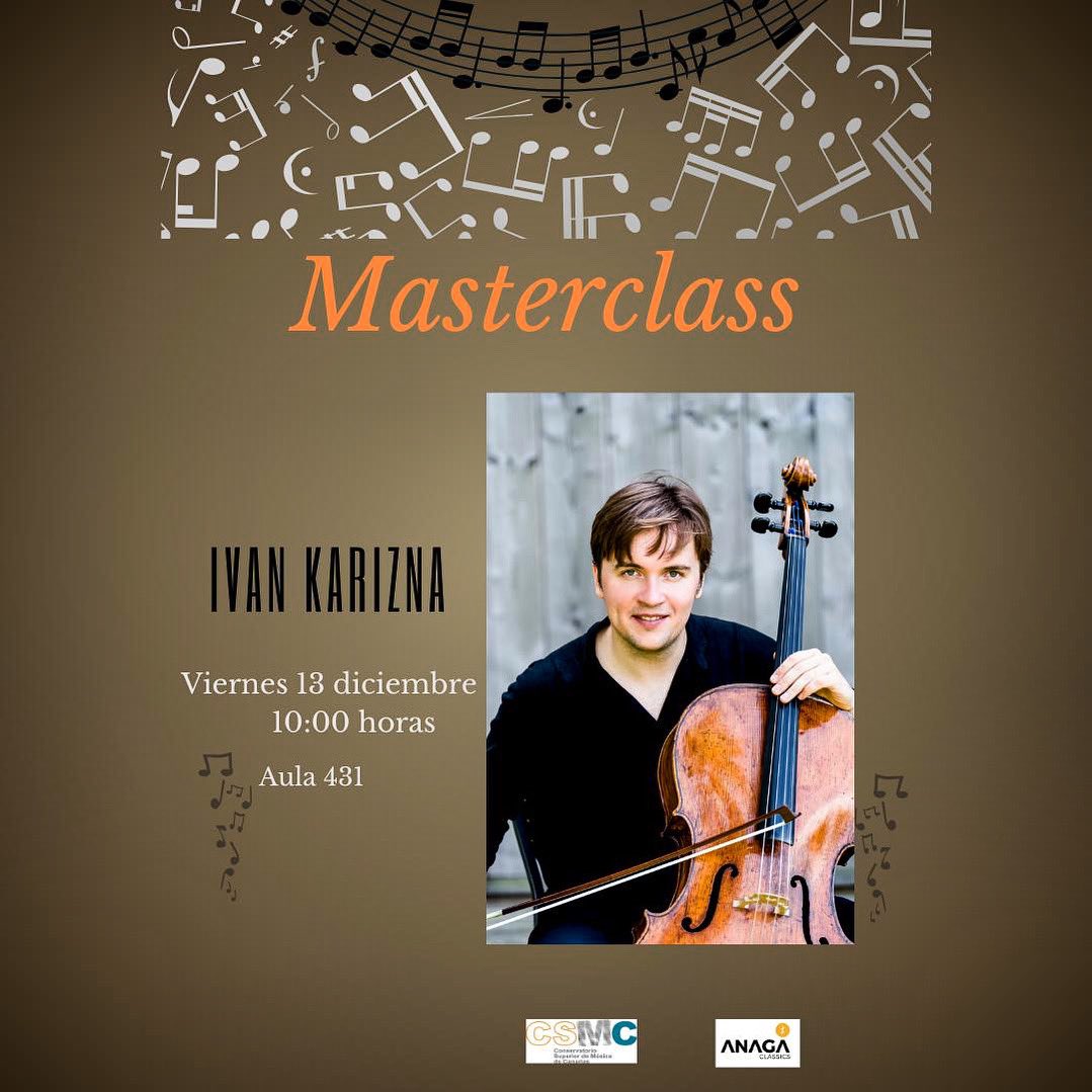 Masterclass de cello impartida por Ivan Karizna, el viernes 13 de diciembre a las 10 horas en el CSMC (sede de Tenerife).
#cello #csmc #musica #conservatoriosuperior