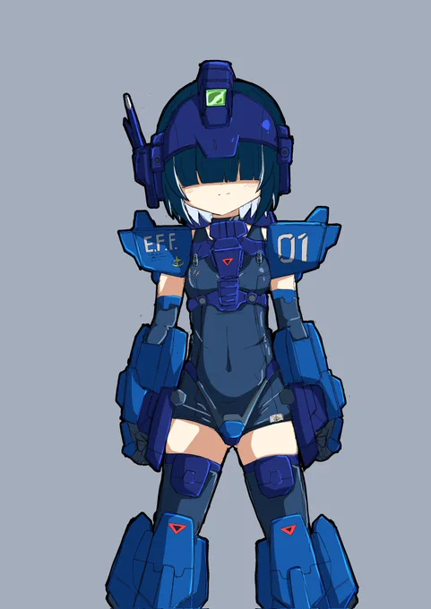 ブルーデスティニー1号機のMS少女!1枚目と2枚目が個人的にやってみたかった髪なんですが3枚目も保険で塗ってみました!#MS少女 #ガンダム 