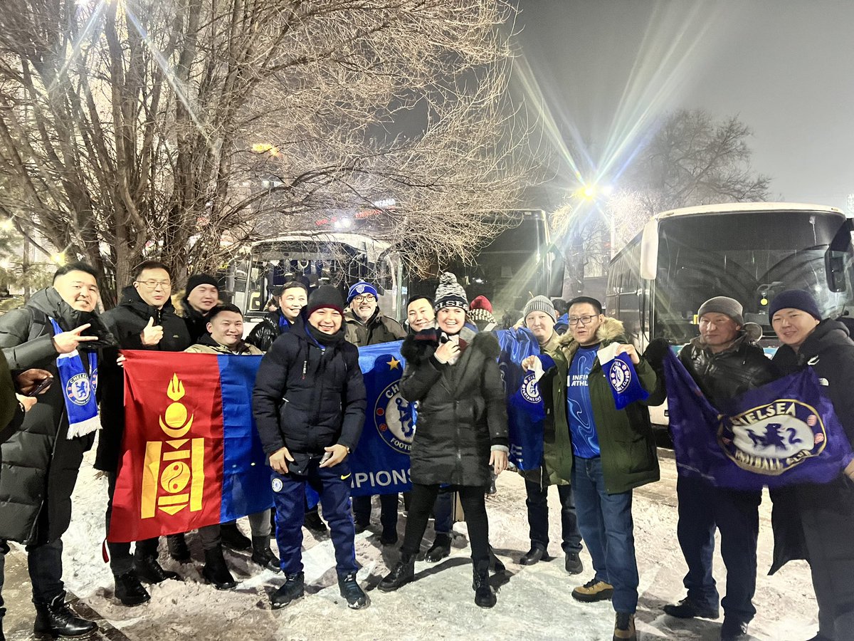 Just bumped into the Chelsea Mongolian Supporters Club 🇲🇳💙

They’ve travelled for four days to be here!!