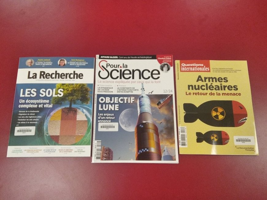 📰A lire au CDI #presse 
👉La Recherche, N°580
👉Pour la Science, N°566
👉Questions Internationales, N°128