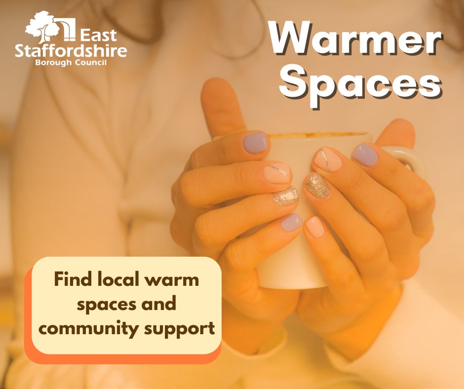 eaststaffsbc's tweet photo. We are working closely with several local public organisations to provide residents a number of warm spaces during the colder months.

These community-based locations are completely FREE of charge and offer residents a warm space to enjoy a hot drink. https://t.co/65ne1EQysn
