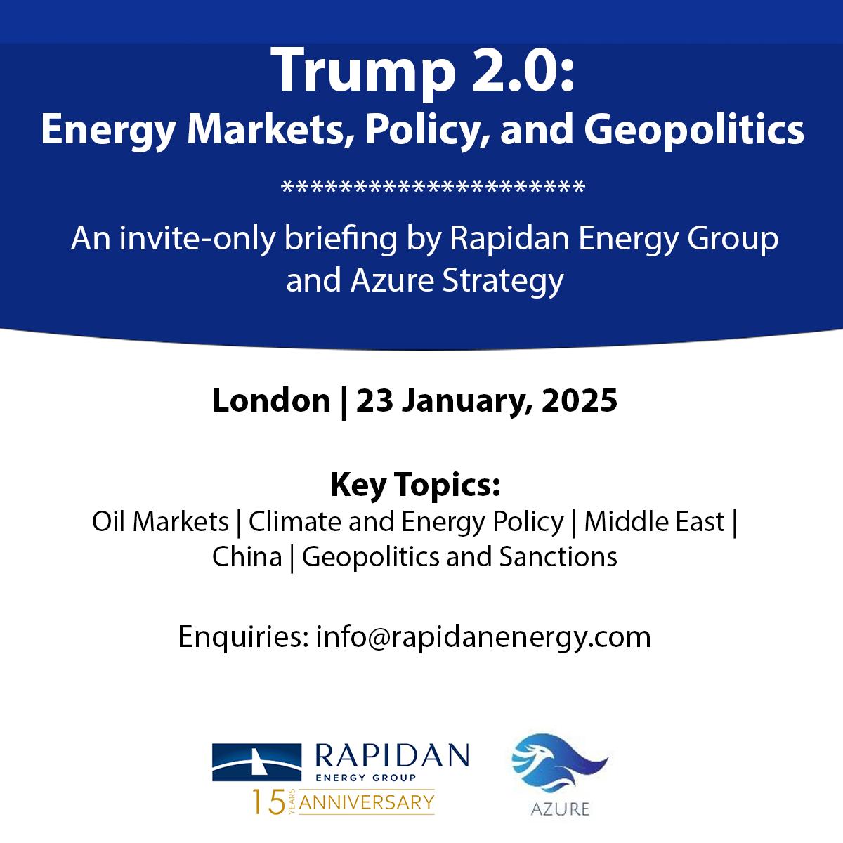 Azure Strategy (@azurestrategy) on Twitter photo 🗓️Coming up in January: An Azure Strategy–<a href="/RapidanEnergy/">Rapidan Energy Group</a> special event on Trump 2.0 for MENA - energy, climate, and geopolitics. Contact details below 👇👇👇 🗓️Coming up in January: An Azure Strategy–<a href="/RapidanEnergy/">Rapidan Energy Group</a> special event on Trump 2.0 for MENA - energy, climate, and geopolitics. Contact details below 👇👇👇