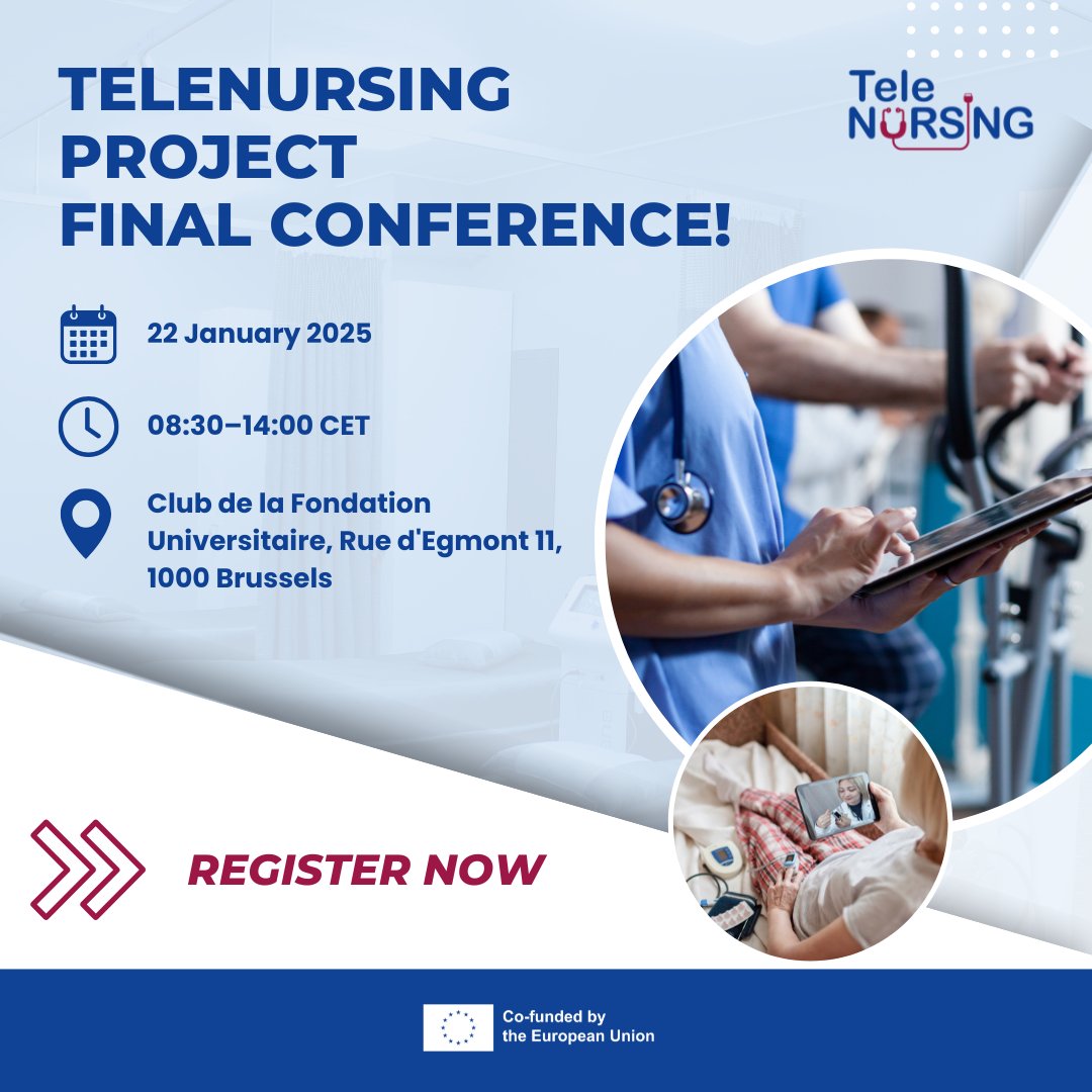 #TeleNursing Final Conference will be held on 22 January 2024 in Brussels. Register now.

We look forward to seeing you there!