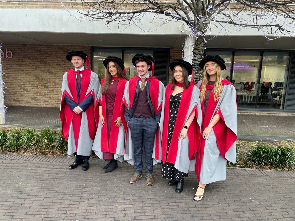 Congratulations to our newly graduated BLS PhD students Toby Marshall, Nadia Iqbal, Tiernan Briggs, Lauryn Buckley-Benbow and Emily Clayton 🥳