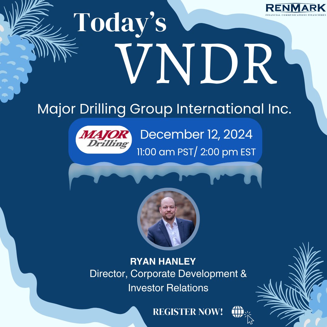 RenmarkMedia's tweet image. Discover innovation above and below the surface LIVE today! Check out ProPhase Labs and @MajorDrilling 's Virtual Non-Deal Roadshows! #RenmarkVNDRs

Registration:
PRPH: ow.ly/GBzM50Uog70

MDI: ow.ly/v2QI50Uog6Z

#PRPH #genomics #biotech #MDI #drilling #mining