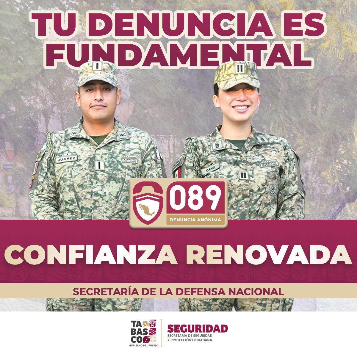 Gobdetabasco's tweet photo. 📞En Tabasco, tu seguridad importa. Si ves algo, di algo. Llama al 089 y denuncia de forma anónima. Juntos, construimos un futuro más seguro.#Marca089 #GobiernodelPueblo #TuDenunciaesFundamental https://t.co/Z89MxoMrXF