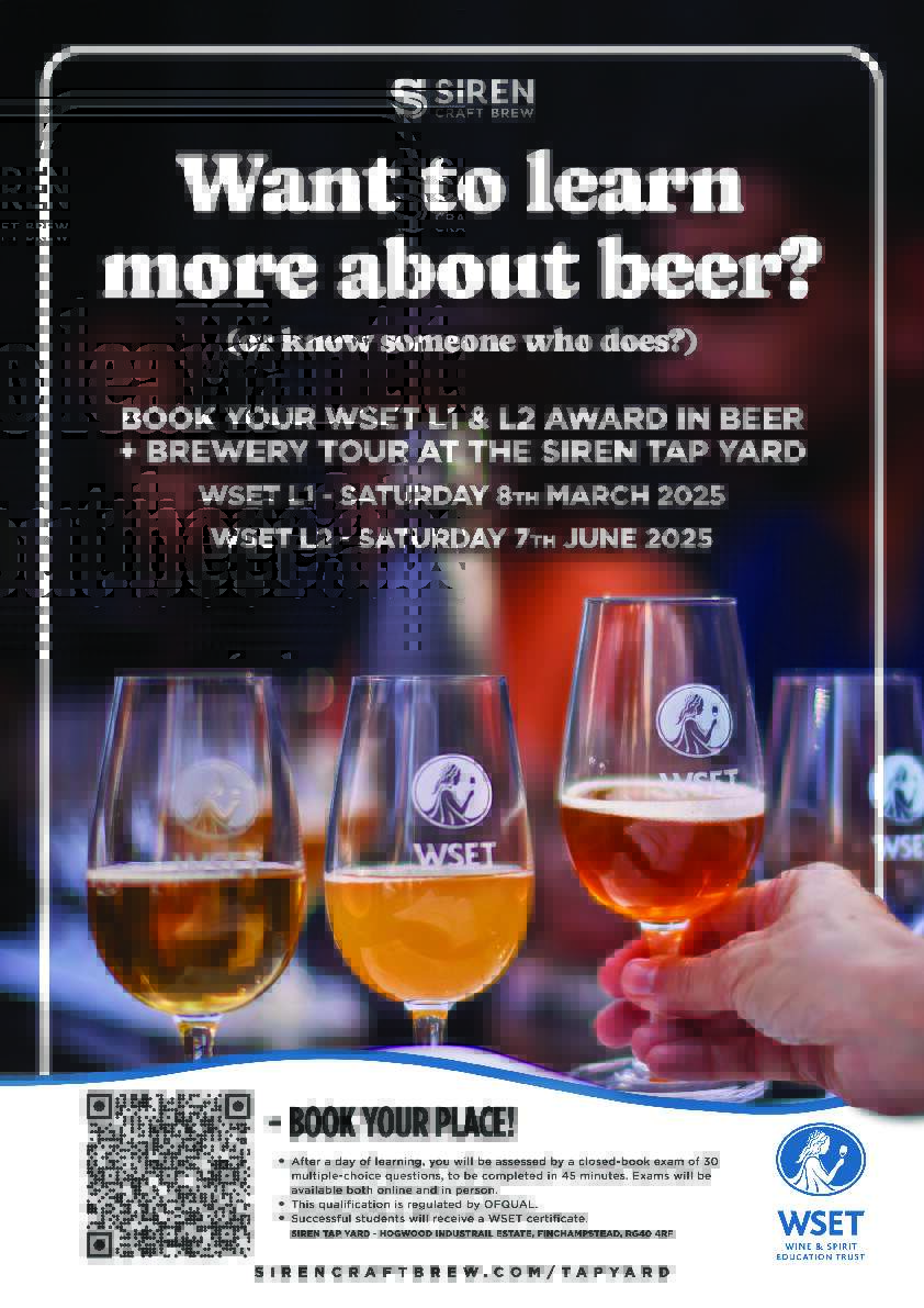 SirenTapYard's tweet photo. Want to learn more about beer? Or know someone who does?

We're very excited to be hosting the WSET Levels 1 &amp; 2 courses right here at the Tap Yard! You can learn all about beer and finish off with a guided tour of our brewery. https://t.co/ugDDKwe8RP