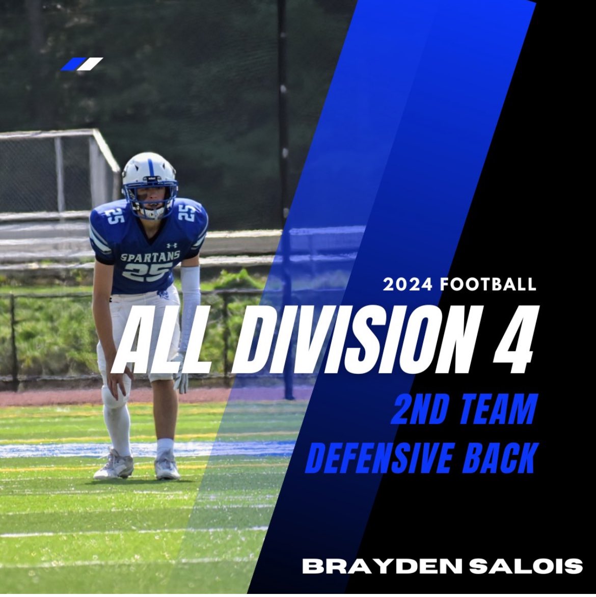 CoachDamon44's tweet photo. Congratulations to Brayden Salois. Brayden has been named to the 2024 All Division 4 Second Team as a DB. https://t.co/UOlNsW7Q7g