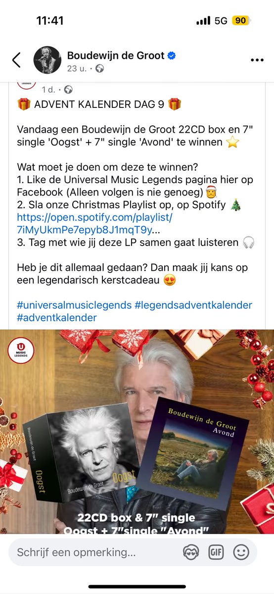 Vandaag de mooie oeuvre box van Boudewijn de Groot ontvangen die met de adventkalender van <a href="/umusicnl/">Universal Music NL</a> en Platenzaak heb gewonnen