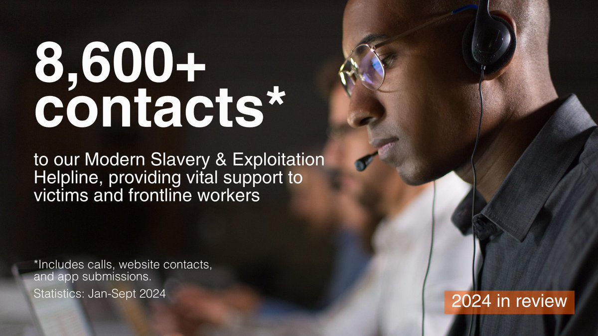 Modern Slavery & Exploitation Helpline (@mshelpline) on Twitter photo Our 2024 #YearInReview: This year, our <a href="/MSHelpline/">Modern Slavery & Exploitation Helpline</a> has been a lifeline to thousands, connecting victims of #modernslavery and frontline workers with crucial support. See the impact we’ve made and how we’re expanding in 2025 to help even more 👉 bit.ly/3ZEQXsm Our 2024 #YearInReview: This year, our <a href="/MSHelpline/">Modern Slavery & Exploitation Helpline</a> has been a lifeline to thousands, connecting victims of #modernslavery and frontline workers with crucial support. See the impact we’ve made and how we’re expanding in 2025 to help even more 👉 bit.ly/3ZEQXsm