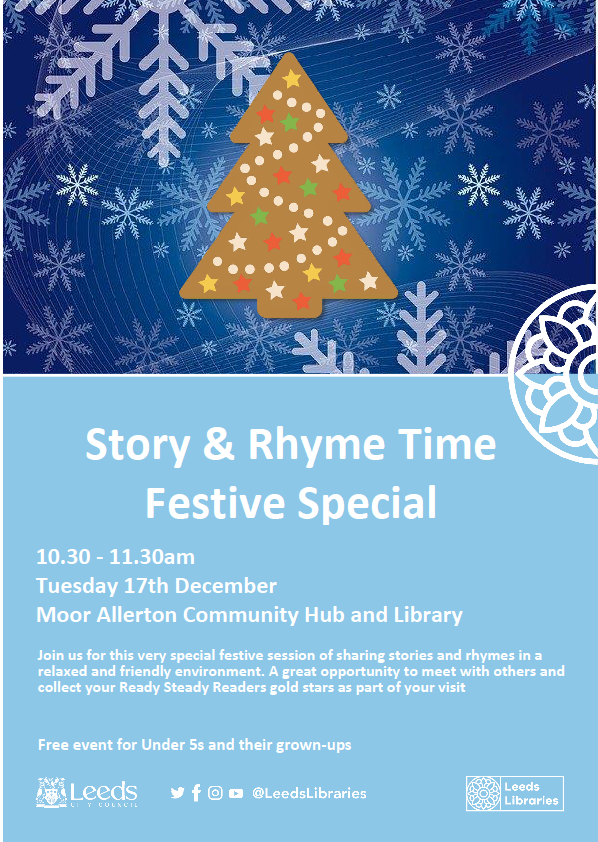 ch_moor's tweet photo. 🎄🎅🎄 🔔Jingle, Jingle, Jingle! Lets get festive🔔 come along and join our Story and Rhyme Time festive special at Moor Allerton Community Hub and Library. Starts at 10.30am, Tuesday 17th December. 🎄🎅🎄 See you there 🙂 https://t.co/QwwxglWBYz