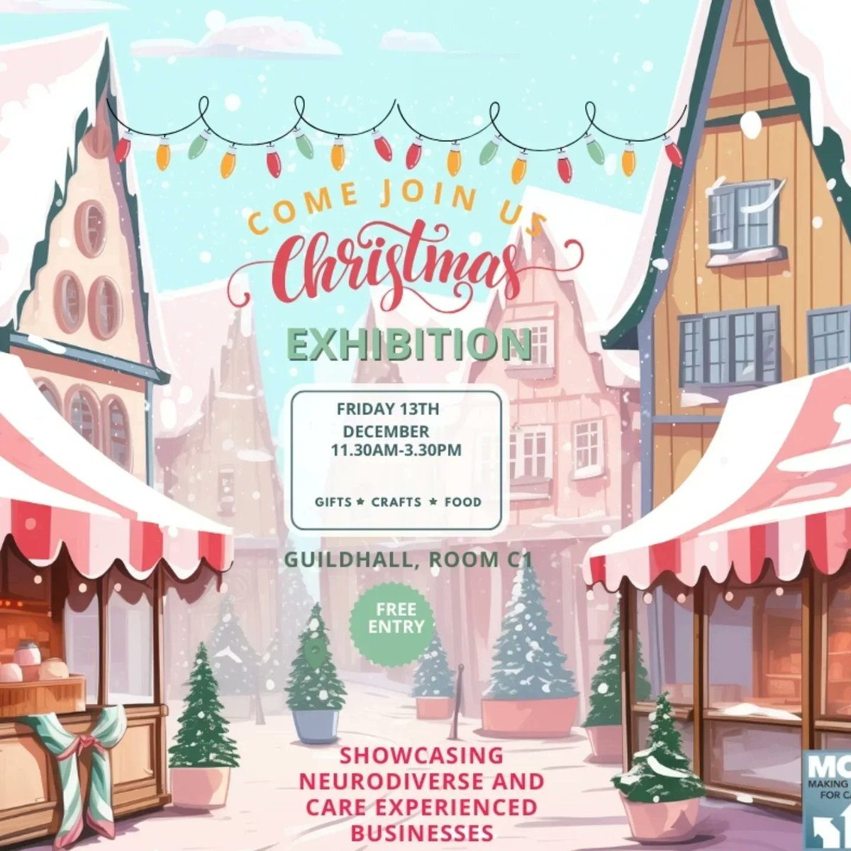 MCFCinHull's tweet image. It&apos;s tomorrow 🎉🎅Christmas Exhibition, featuring neurodiverse and care experienced business owners.🎁🎄

Some of our traders: Room 42, Hairbyholly Forrester &amp;amp; Kingston Ink

Fri 13th December 
11.30am-3.30pm
Guildhall Hull

#wecare #inclusiveentrepreneurship #MicroBizMatters