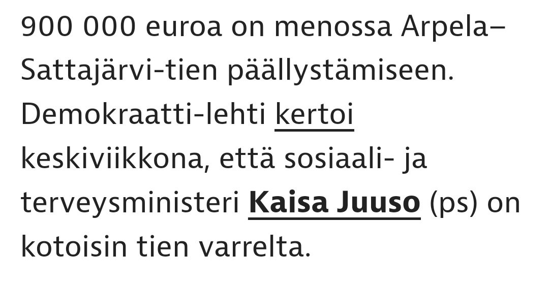 Rakas Joulupukki! Haluaisin joululahjaksi pikitien. Laitan ohessa Sinulle 900 000 euroa, jos Korvatunturin tiemäärärahat ovat vähissä.
T: Kaisa J.
iltalehti.fi/politiikka/a/4…