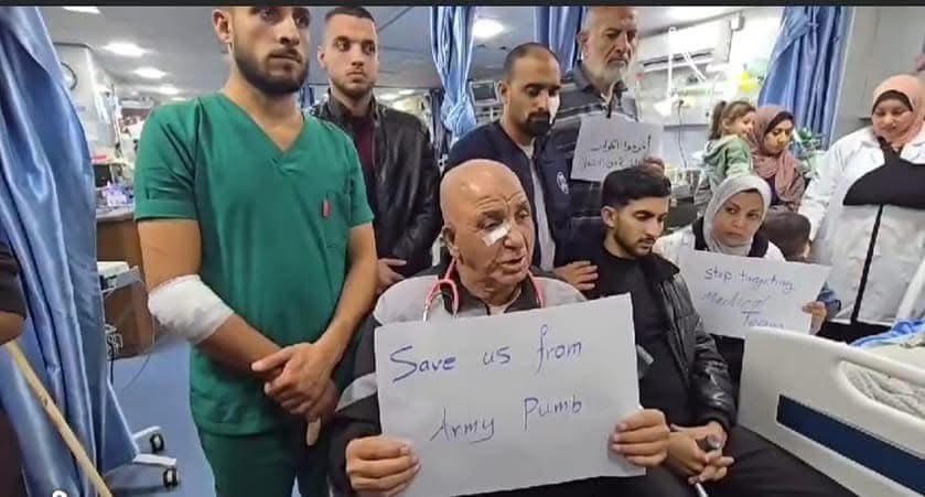 This is Dr. Saeed Joudeh, the only orthopedic surgeon in northern Gaza. A few days ago, he held a sign pleading with the world to save them from the Israeli army. Today, the Israeli army shot him in the head, assassinating him.