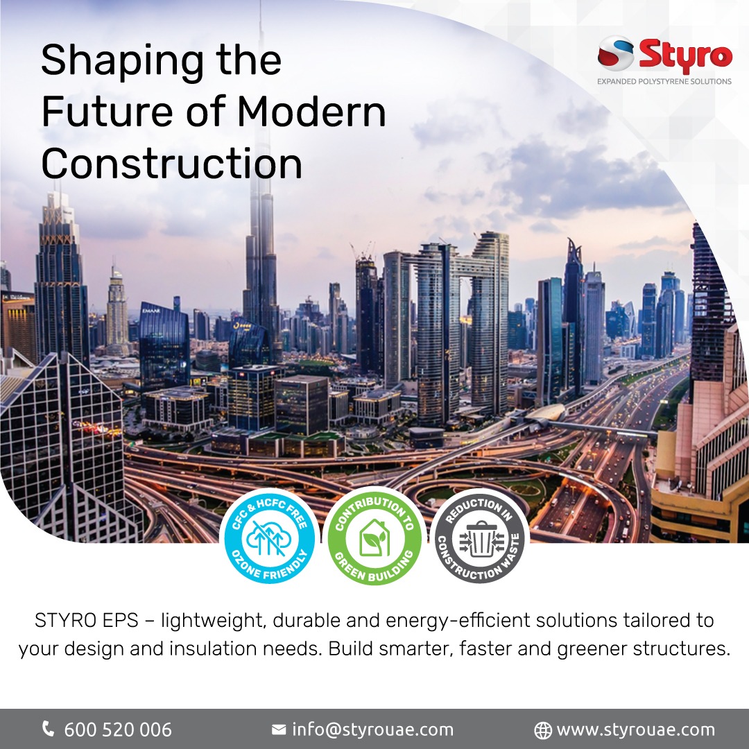 At STYRO, sustainability meets innovation. STYRO systems are designed to revolutionize construction with eco-friendly solutions .

Call : 600 520 006
Visit: styrouae.com
Email: info@styrouae.com

#STYRO #SustainableConstruction #EcoFriendly #GreenBuilding