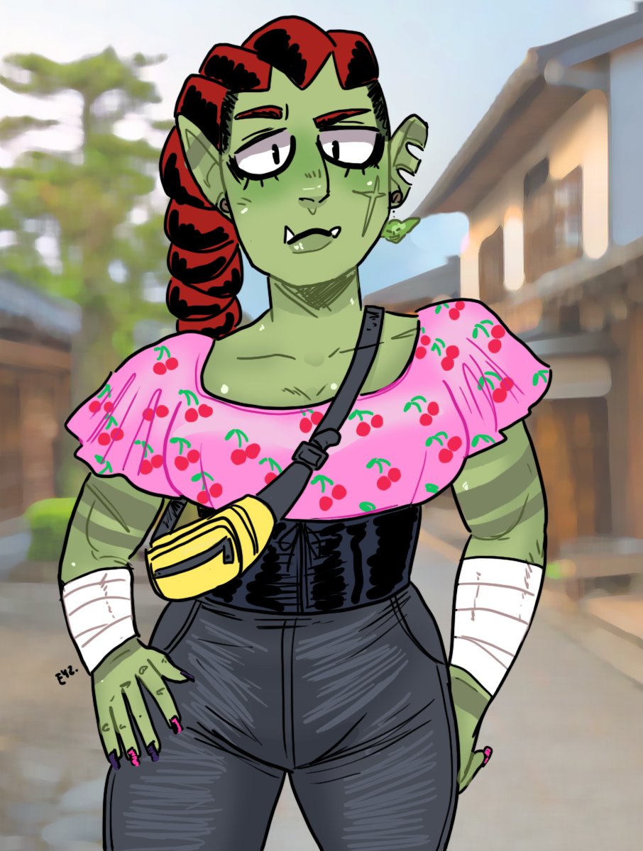Eyzmaster's tweet photo. Whats ya problem? Cant an orc Lady try to be a bit feminine once in a while?
Enjoy!

#Eyz #myart #glasha #orc #orcoc #orcgf #femaleorc #goblinsisters #oc #waifu https://t.co/H3eem8yzme