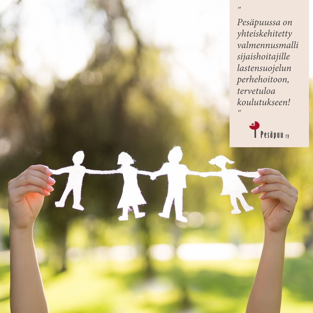 Pesäpuu on kehittänyt mallin sijaishoitajien valmennukseen yhdessä sijaishoitajien, perhehoitajien ja #perhehoito-työntekijöiden kanssa. Lue kattava uutinen verkkosivuiltamme ja ilmoittaudu koulutukseen 👉🏽 
  pesapuu.fi/2024/12/pesapu… #Pesäpuu