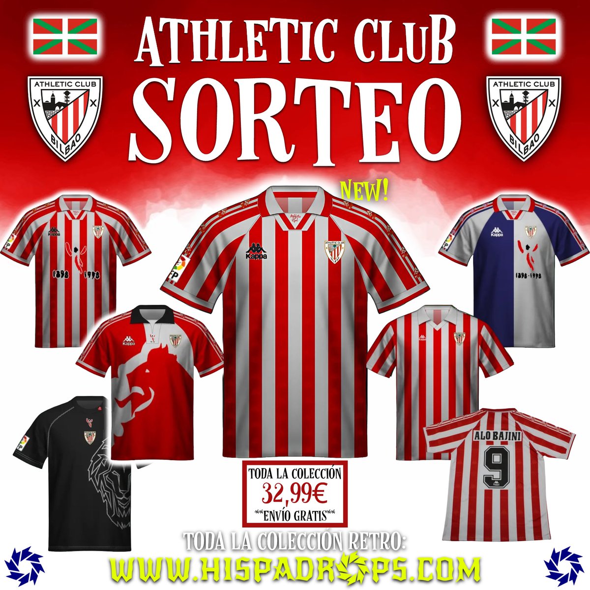 🎁 𝗦𝗢𝗥𝗧𝗘𝗔𝗭𝗢🎁
LLEGA LA NAVIDAD ‼ 🎄
¡Consigue tu camiseta del Athletic de Bilbao RETRO favorita totalmente GRATIS!

1. Seguir a @hispadrops y a mí.
2. Dale RT. 
3. Menciona a 2 amigos/as.

Ganador el 20 de diciembre