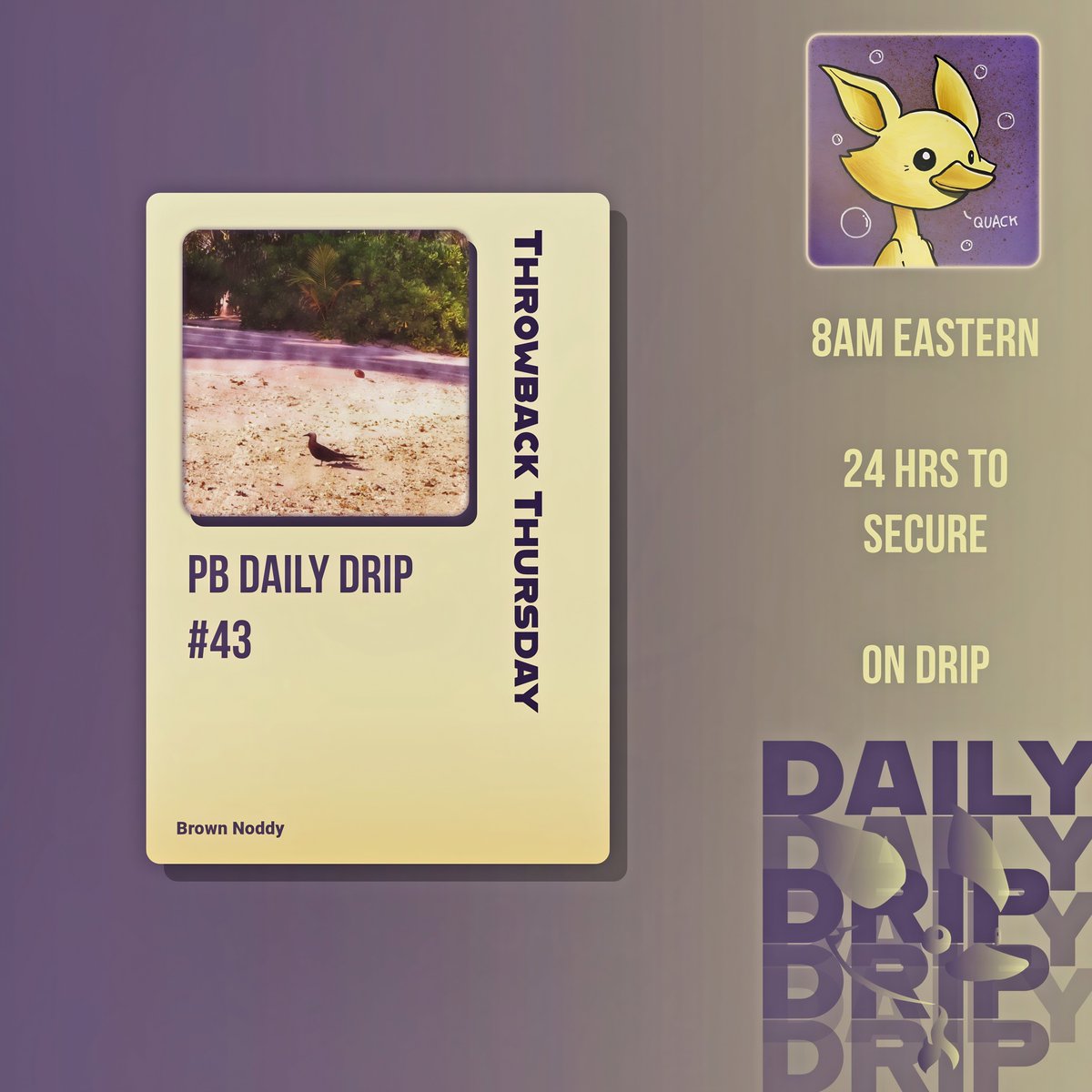 gm ♥️🐦🎨

#pbDailyDrip 43 today is a special shot for ThrowbackThursday

Taken on our honeymoon in 2019 and given a vintage edit