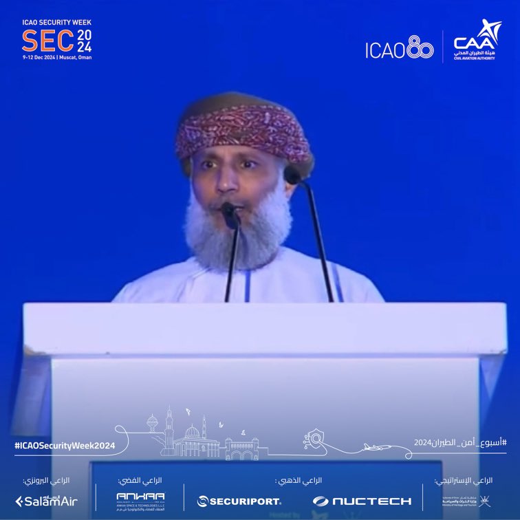 CAAOMN's tweet photo. @icao @ICAOMID @ShababRadioOman @omanfm_om #سلطنة_عمان ممثلةً بهيئة #الطيران_المدني تستعرض خلال #أسبوع_أمن_الطيران2024🛫 (تشريعات الطائرات بدون طيار).
The Sultanate of #Oman, represented by the #Civil_Aviation Authority, reviews during the #ICAOSecurityWeek2024 (Drone Legislation)
@icao https://t.co/naZnGHuter