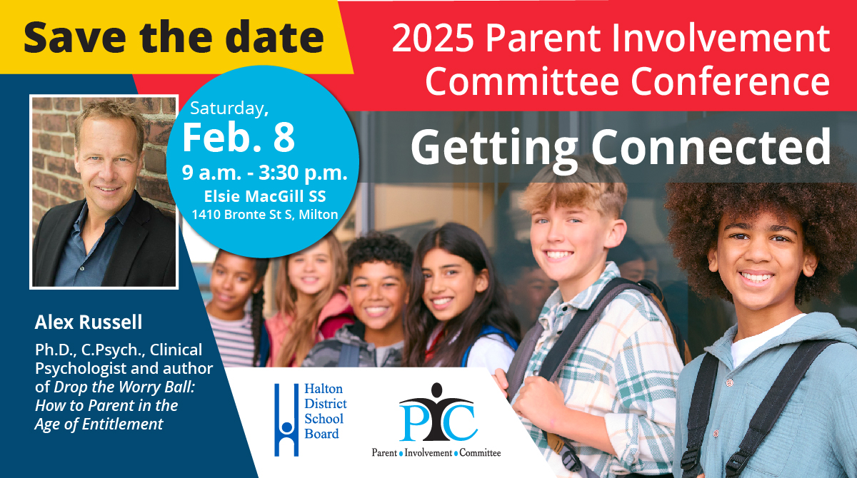 HDSB parents/guardians and community members are invited to the 2025 Parent Involvement Committee Conference: Getting Connected

Saturday, Feb. 8 from 9 a.m. to 3:30 p.m. at Elsie MacGill Secondary School in Milton.

Information and registration details will be shared in January!