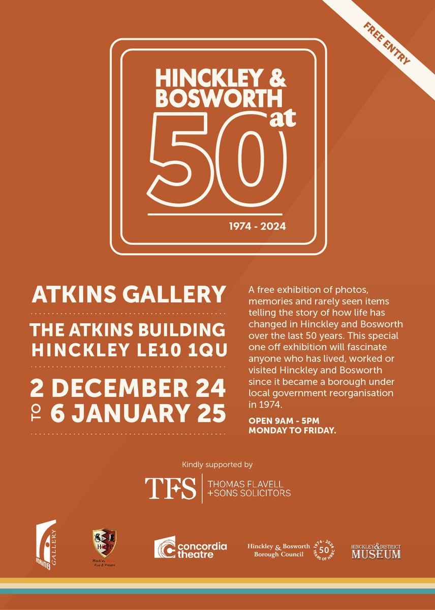 🤝TFS are proud supporters of our local community and have sponsored a free exhibition celebrating last 50 years of Hinckley and Bosworth which is now open! 🖼️

Read more 👇
🔗 bit.ly/4iwVC81
