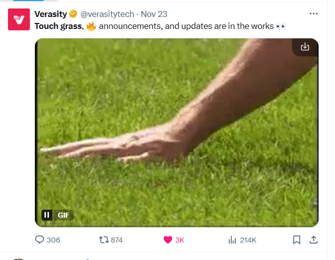 TelcoinKOL's tweet photo. #VERASITY &amp; #BINANCE TOUCHING GRASS, PROBABLY NOTHING ! LETS GO $VRA 🚀 https://t.co/p0Orh9vBdp
