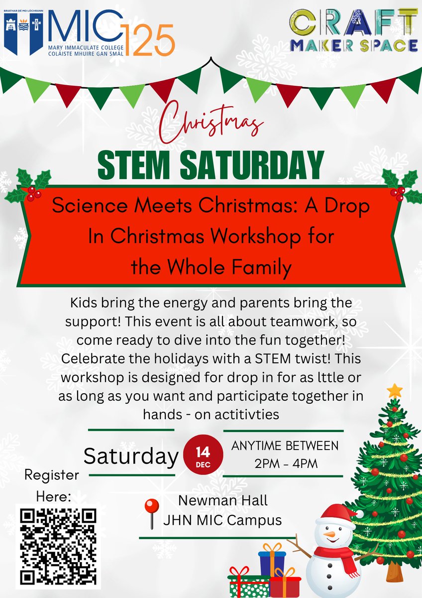 STEM CRAFT Maker Space MIC (@micstemcraft) on Twitter photo Come join us this Saturday anytime from 2pm to 4pm for some ChriSTEMas fun, with all the family. Booking essential eventbrite.co.uk/e/100918297243โฆ
<a href="/STEM_MIC/">STEM Ed at MIC</a> <a href="/Researchirel/">Research Ireland</a> <a href="/Education_Ire/">Department of Education and Youth</a> <a href="/OideTechinEd/">Oide Technology in Education</a> <a href="/CodeWeekIRL/">Code Week Ireland</a> Come join us this Saturday anytime from 2pm to 4pm for some ChriSTEMas fun, with all the family. Booking essential eventbrite.co.uk/e/100918297243โฆ
<a href="/STEM_MIC/">STEM Ed at MIC</a> <a href="/Researchirel/">Research Ireland</a> <a href="/Education_Ire/">Department of Education and Youth</a> <a href="/OideTechinEd/">Oide Technology in Education</a> <a href="/CodeWeekIRL/">Code Week Ireland</a>