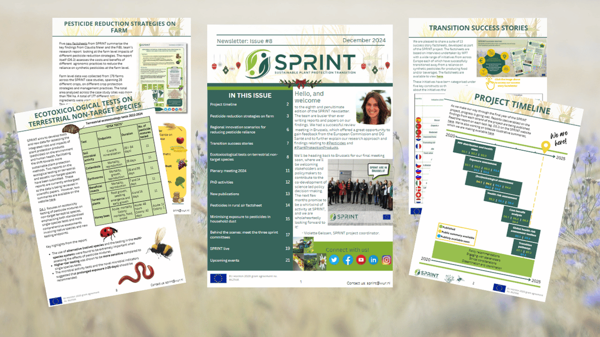 🗞️Our latest newsletter is out now with loads of content on our recent activities, new research on #pesticide reduction strategies on-farm, transition success stories, tips on how to minimise your exposure to pesticides in indoor dust &amp; much more! 🌍🌱🚜
🔗sprint-h2020.eu/index.php/news…