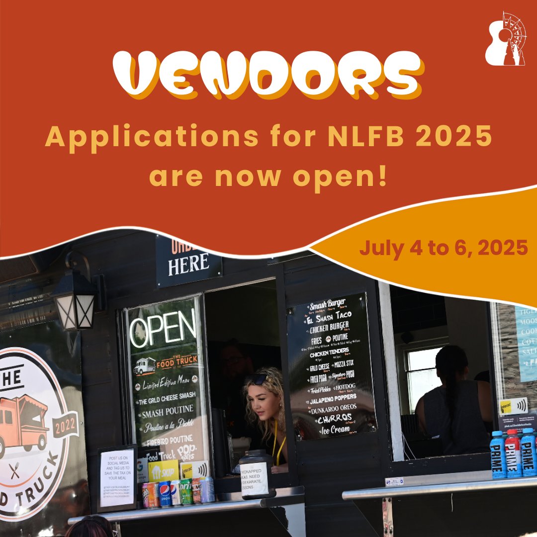 Vendor applications for the 2025 festival are now open! July 4th - 6th in beautiful Bell Park!

Visit the link and apply today! nlfb.ca/home/vendors/