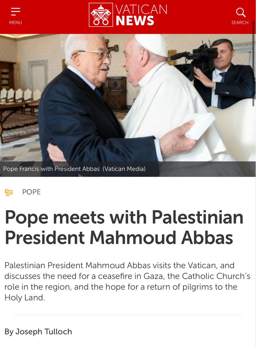 Ostrov_A's tweet photo. The other week he called for Israel to be investigated for genocide. Then few days ago, The Pope engaged in some Historical revision (baby Jesus in Keffiyah). Now @Pontifex is hugging Mahmoud Abbas, who is still paying salaries of terrorists and abusing Palestinian Christians. https://t.co/sN0TqUMQJK