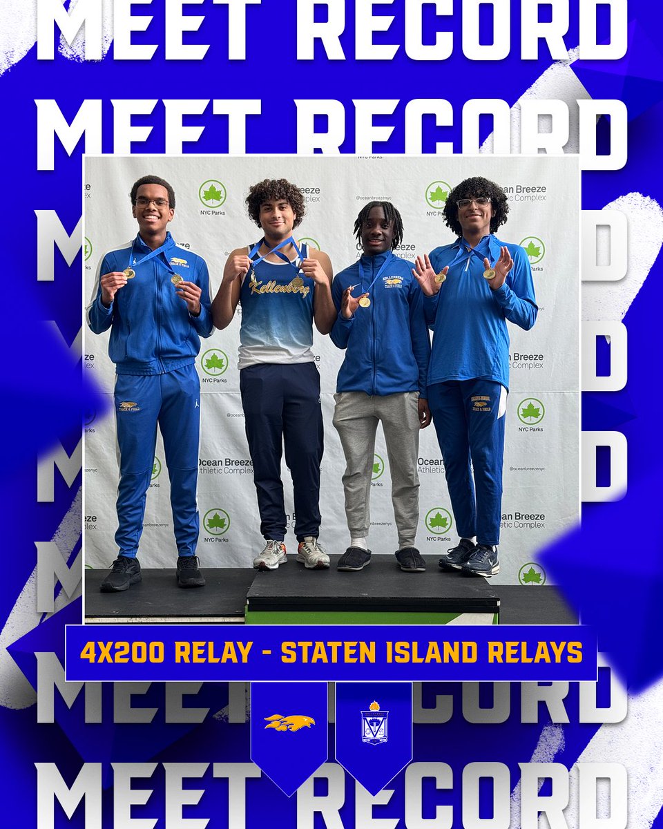 Congratulations to the relay team of Nicolas Baldwin, Mario Sanabria, Damion Gordon Jr. and Ethan Linzey on setting a new meet record in the 4x200 at the Staten Island Relays with a time of 1:31.15!
Baldwin 22.58h
Sanabria 22.66h
Gordon 23.15h
Linzey 22.61h
<a href="/KbergAthletics/">Kellenberg Memorial Athletics</a>
