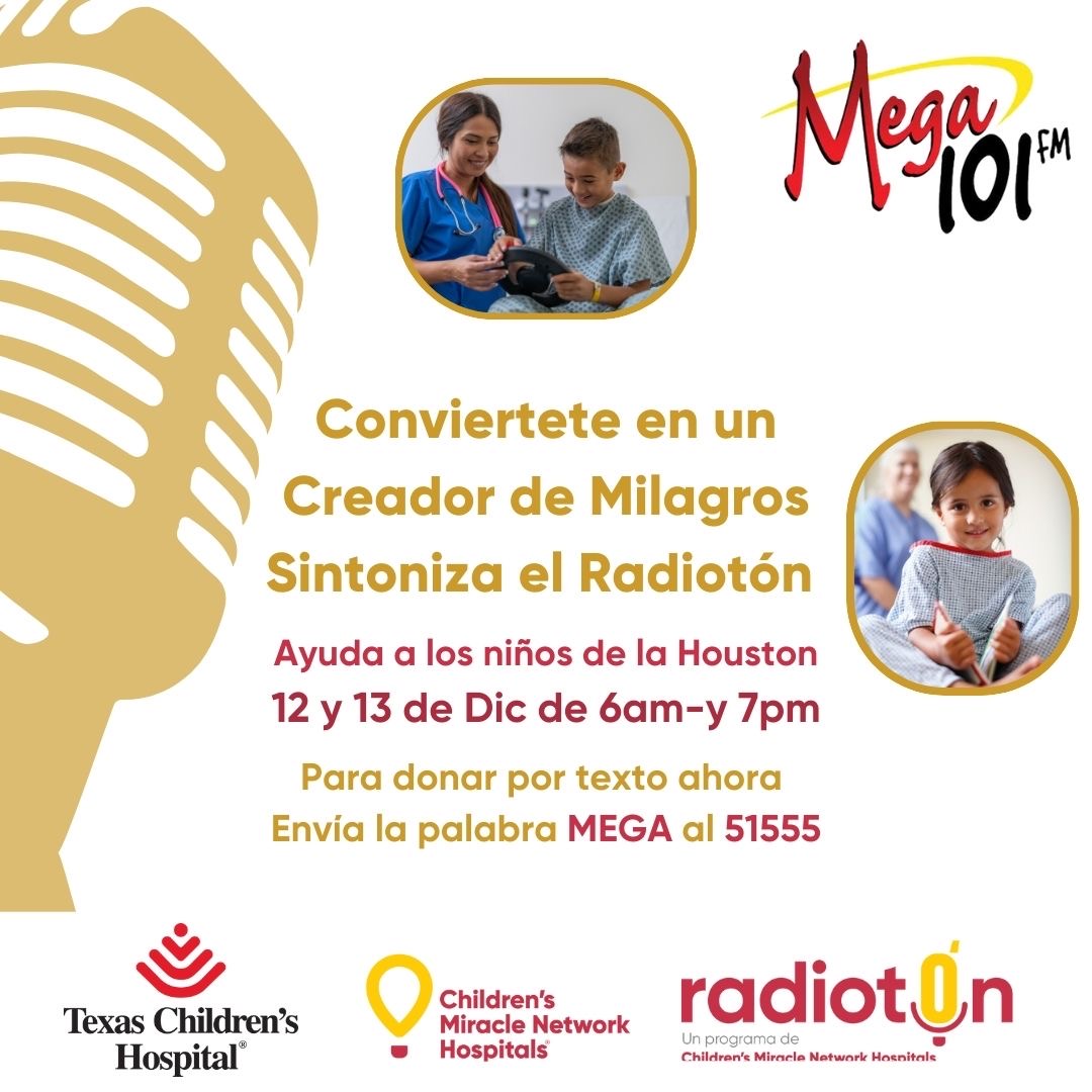 Llegó el Radiotón de Mega 101 y con tu donación estarás salvando la vida de niños en el Texas Childrens Hospital.

bit.ly/DonaAquiTXCHMe…
