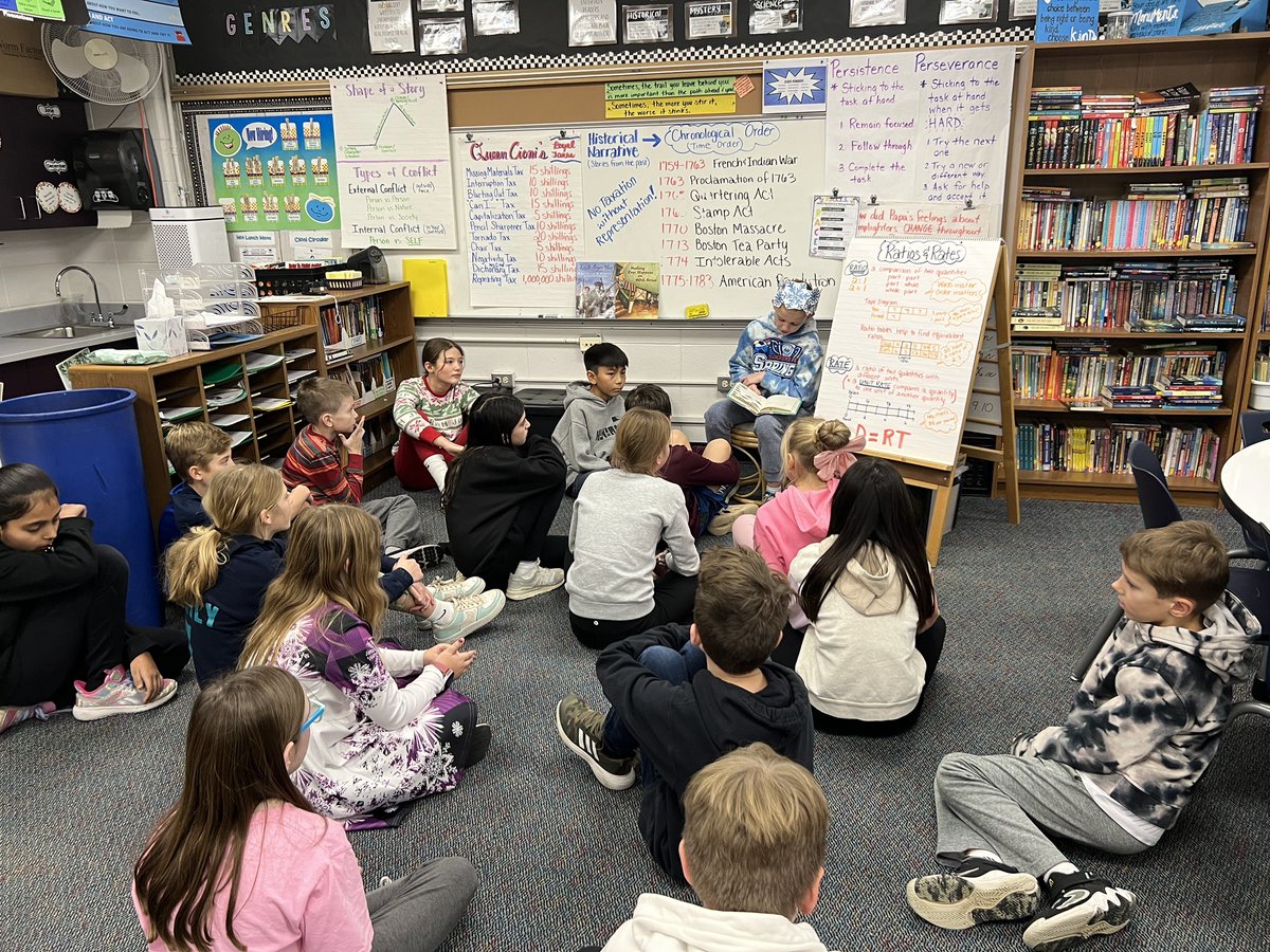 The 2024 Snow King, winner of the Trivia Tuesday Challenge: Winter Edition, holding court during read aloud! ❄️ #12DaysofWinterFunCountdown